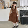 Girls clothing new lapel fake two piece long sleeve shirt frock for girls