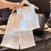 Children’s clothing Pakistan lace tank top + tassel bottom pant breathable 2 piece dress for girls