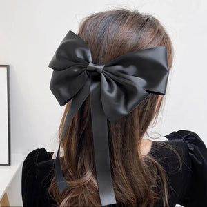 Long ribbon hair bow clip for girls