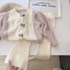 kids clothing brands floral knitted cardigan coat+high waist flare pant dress for girls