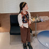 Infant clothing flower tank top+casual long sleeve shirt+pocket pant three piece dress for girls