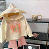 Girls clothing cartoon print hoodie top+plaid flare pant dress for girls