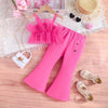 Kids wear flower camisole shirt and botton pant 2 pcs dress for girls