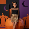 Leopard print skirt ruffles lace top shirt with skirt dress for girls