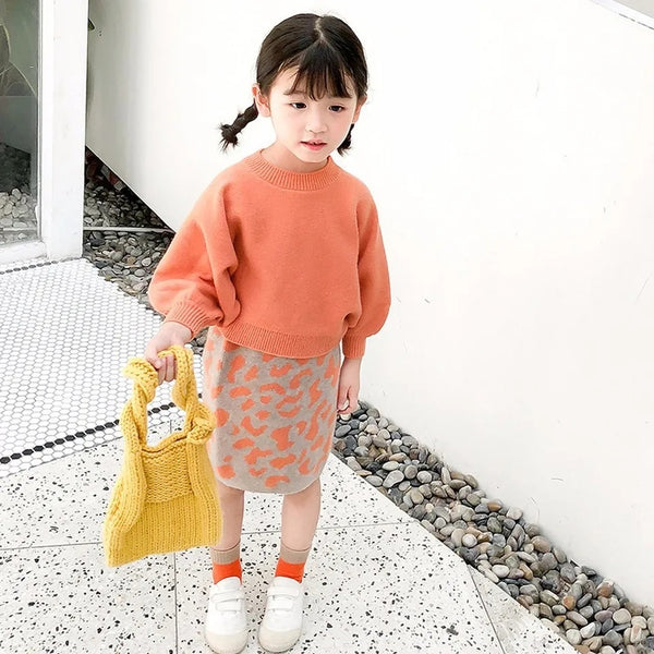 Baby clothes Pakistan korean style sweater look top with skirt outfit dress for girls
